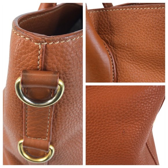 PRADA Vitello Dino Brown Leather Tote Bag Gold Hardware Shoulder 2way - Picture 8 of 10
